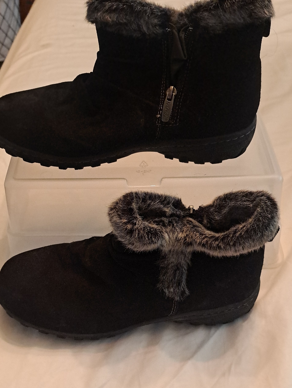 Khombu Black Faux Fur Cuff Ankle Boots